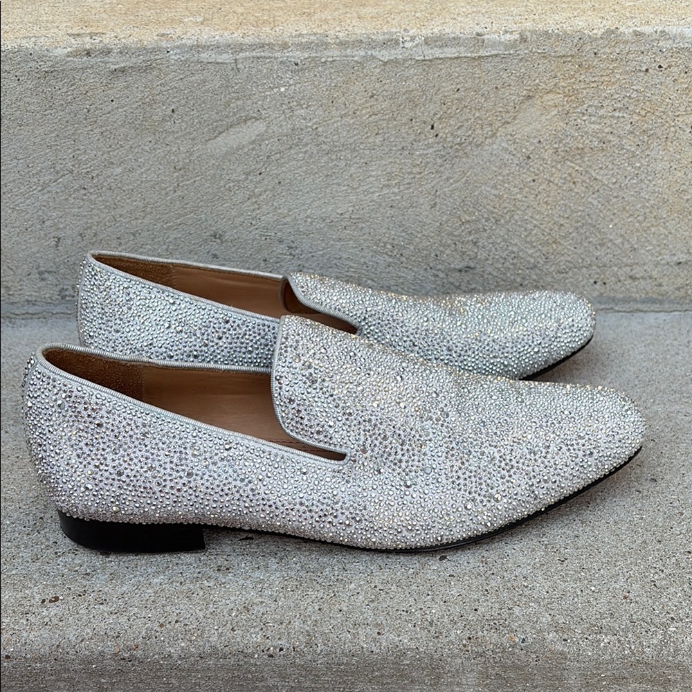 Christian Louboutin Swarovski Dandelion Silver Loafers Slip-On 44.5 US 10-10.5 - Picture 7 of 12